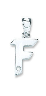 9ct White Gold 0.01ct Diamond F Initial