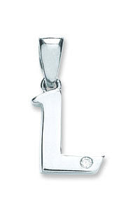9ct White Gold 0.01ct Diamond L Initial