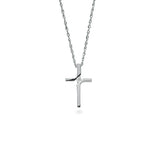 9ct White Gold 0.04ct Diamond Cross Pendant With 18in/45cm Chain