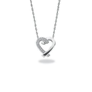 9ct White Gold 0.05ct Diamond Heart Pendant With 18in/45cm Chain