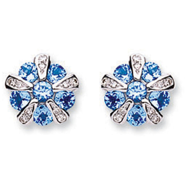 9ct White Gold 0.08ct Diamond & 0.44ct Tanzanite Earrings