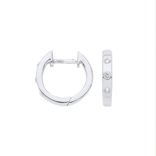9ct White Gold 0.08ct Rubover Huggies