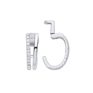 9ct White Gold 0.08ct Single Cuff Earring