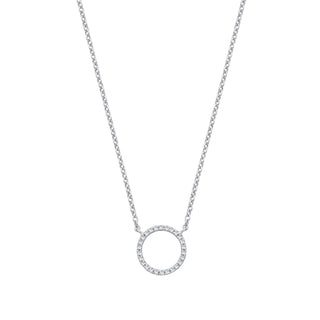 9ct White Gold 0.08ctw Necklace (Chain 17")