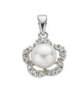 9ct White Gold 0.10ct Diamond & Freshwater Pearl Pendant (£315)