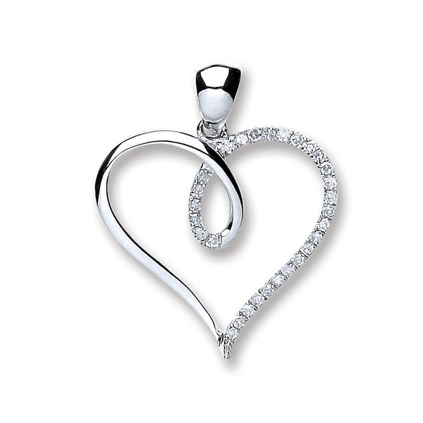 9ct White Gold 0.10ct Diamond Heart Pendant (£315)