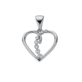 9ct White Gold 0.10ct Diamond Heart Pendant