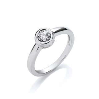 9ct White Gold 0.10ct Rub-over Illusion Set Ring