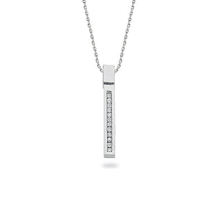 9ct White Gold 0.12ct Diamond Drop Pendant With 18in/45cm Chain