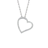 9ct White Gold 0.12ct Diamond Heart Pendant With 18in/45cm Chain