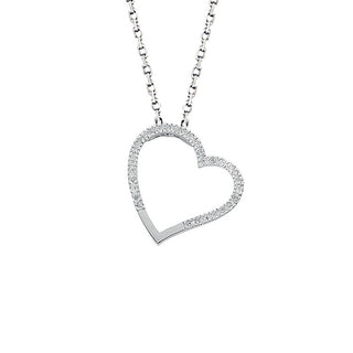 9ct White Gold 0.12ct Diamond Heart Pendant With 18in/45cm Chain