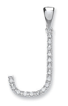 9ct White Gold 0.13ct Diamond J Initial