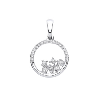 9ct White Gold 0.14ct Diamond Circle Pendant