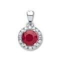 9ct White Gold 0.15ct Diamond, 0.80ct Round Ruby Pendant