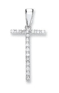 9ct White Gold 0.15ct Diamond T Initial