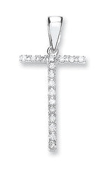9ct White Gold 0.15ct Diamond T Initial