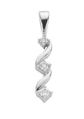 9ct White Gold 0.15ct Diamond Trilogy Pendant