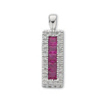 9ct White Gold 0.16ct Diamond & 0.70ct Ruby Drop Pendant