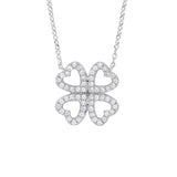 9ct White Gold 0.18ct Diamonds Four-leaf Clover (18in/45cm) Chain