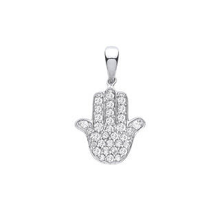 9ct White Gold 0.18ct Diamonds Hamsa Pendant