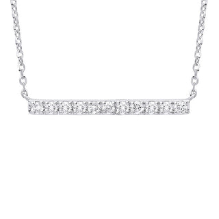9ct White Gold 0.20ct Diamond Bar Necklace (Chain 17")