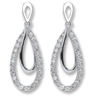 9ct White Gold 0.20ct Diamond Drop Earrings