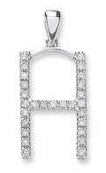 9ct White Gold 0.20ct Diamond H Initial