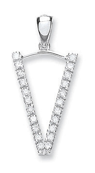 9ct White Gold 0.20ct Diamond V Initial
