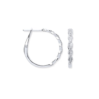 9ct White Gold 0.20ctw Twist Hoop Earrings