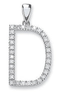 9ct White Gold 0.21ct Diamond D Initial