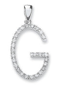 9ct White Gold 0.22ct Diamond G Initial