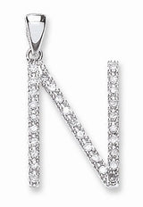 9ct White Gold 0.22ct Diamond N Initial