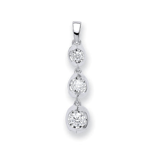 9ct White Gold 0.23ct Diamond Trilogy Drop Pendant