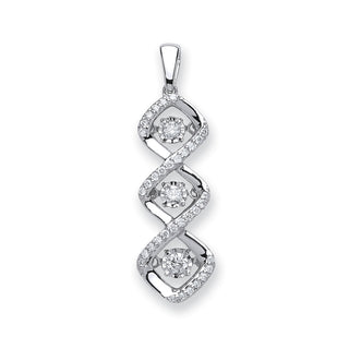 9ct White Gold 0.25ct Dancing Diamond Drop Pendant