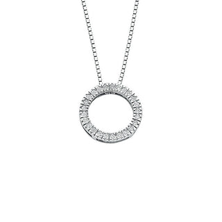 9ct White Gold 0.25ct Diamond Circle Pendant With 18in/45cm Chain