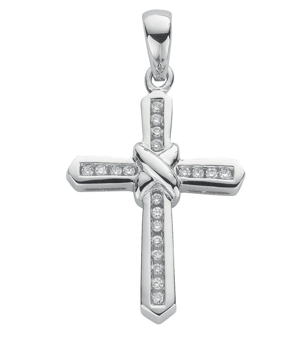 9ct White Gold 0.25ct Diamond Cross