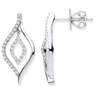 9ct White Gold 0.25ct Diamond Drop Earrings