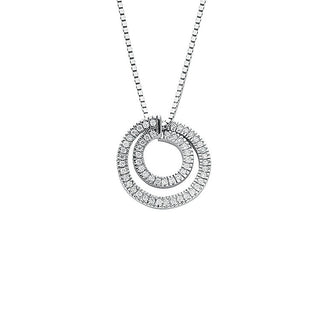 9ct White Gold 0.31ct Diamond Circle Pendant With 18in/45cm Chain