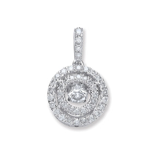 9ct White Gold 0.33ct Dancing Diamond Circle Pendant