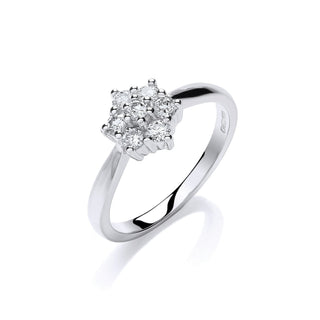 9ct White Gold 0.33ct Diamond 7st Cluster Ring