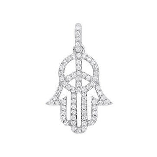 9ct White Gold 0.48ct Diamond Hamsa Pendant