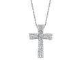 9ct White Gold 0.50ct Brilliant & Baguette Cut Diamond Cross Pendant With 18in/45cm Chain