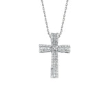 9ct White Gold 0.50ct Brilliant & Baguette Cut Diamond Cross Pendant With 18in/45cm Chain