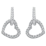 9ct White Gold 0.50ct Diamond Heart Drop Earrings