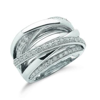 9ct White Gold 1.00ct Diamond Crossover Ring