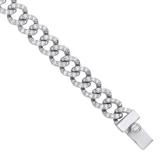 9ct White Gold 1.00ctw Gents Bracelet