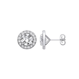 9ct White Gold 3.54ctw Lab Grown Diamond Halo Earrings Igi Certified