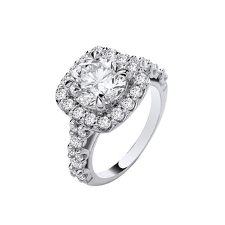 9ct White Gold 4.05ctw Brilliant Cut Halo Lab Grown Dress Ring Igi Certified