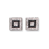9ct White Gold Black & White CZ Square Studs