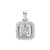 9ct White Gold D/c Bezel Square 0.25ctw Diamond Pendant